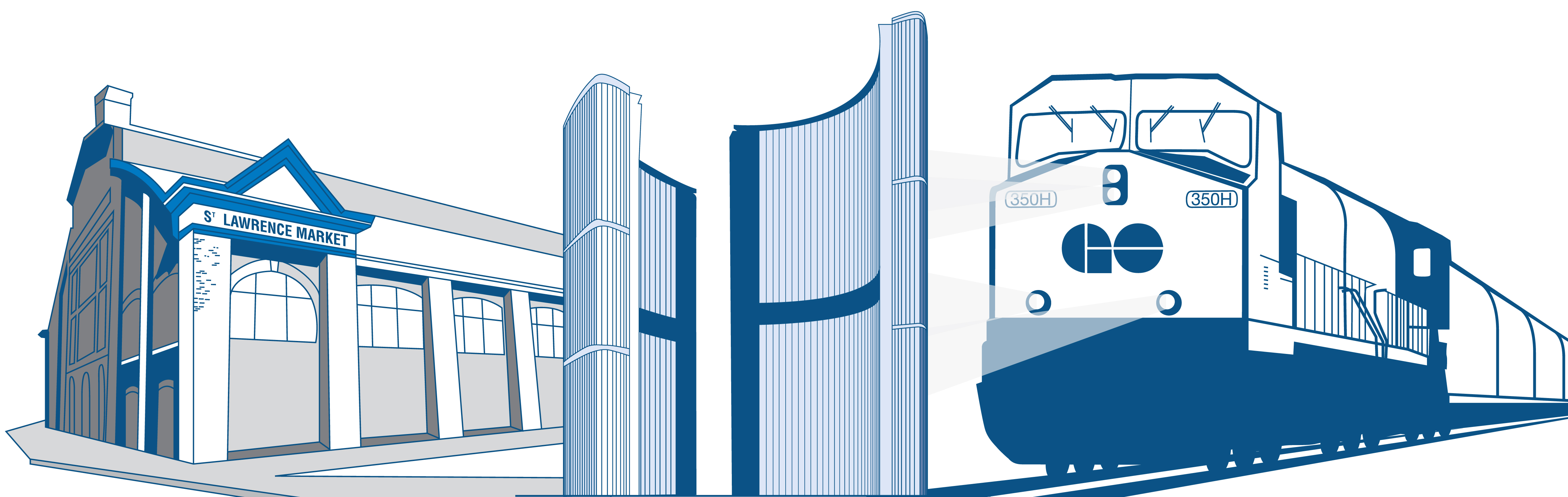 Close up illustrations city landmarks